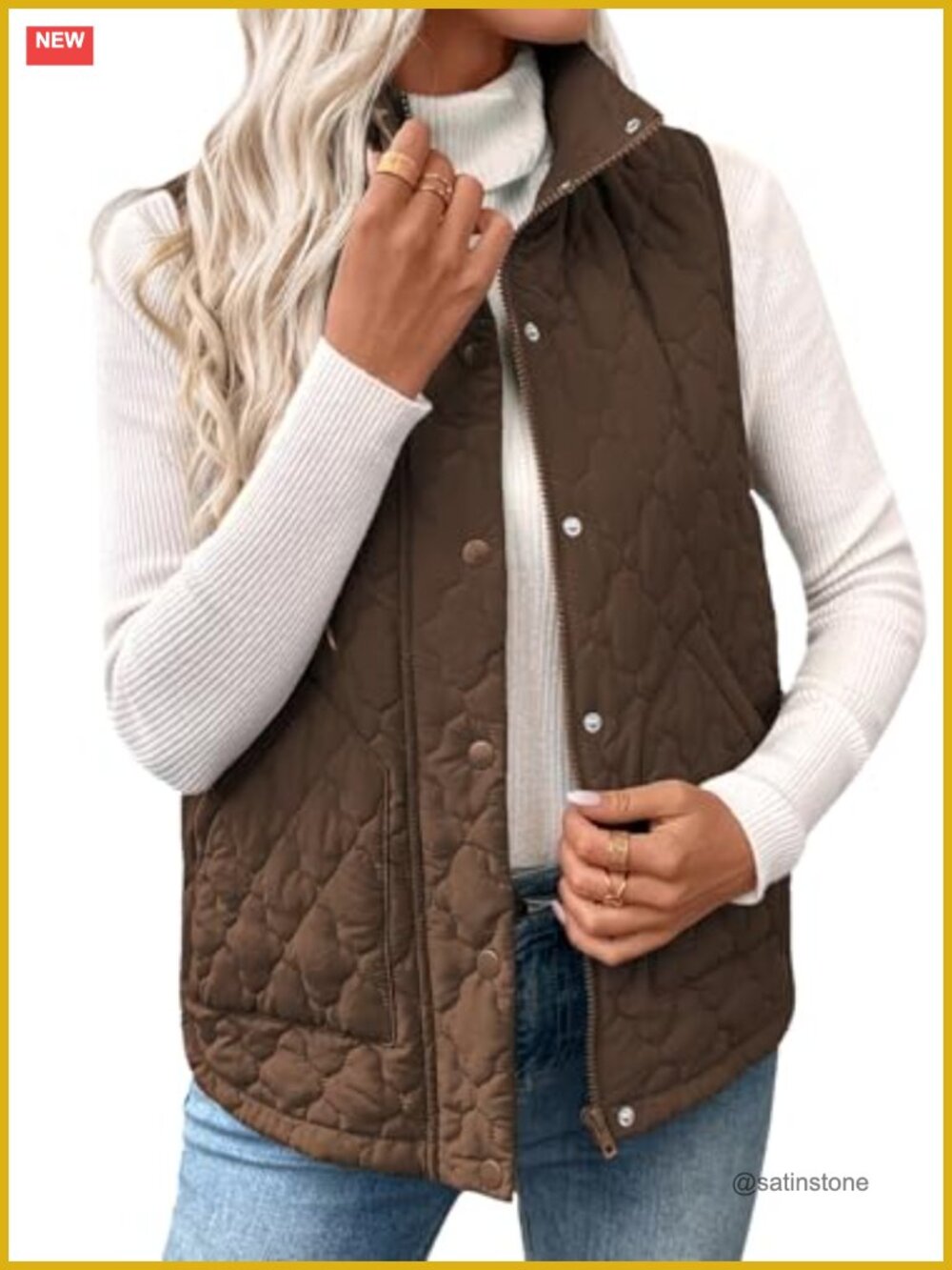 Women's Quilted Sleeveless Puffer Vest Lightweight Full Zip Outerwear